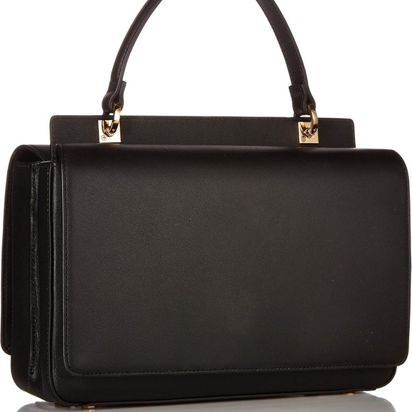 Luana Italy- mini satchel 100% leather purse in Ebony with brass hardware - Picture 2 of 15